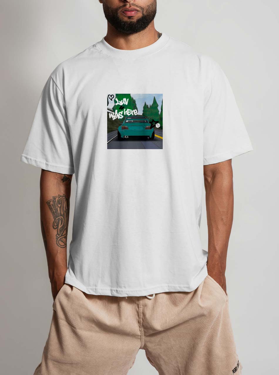 Downslide 'Luv Was Here' teal touge tee